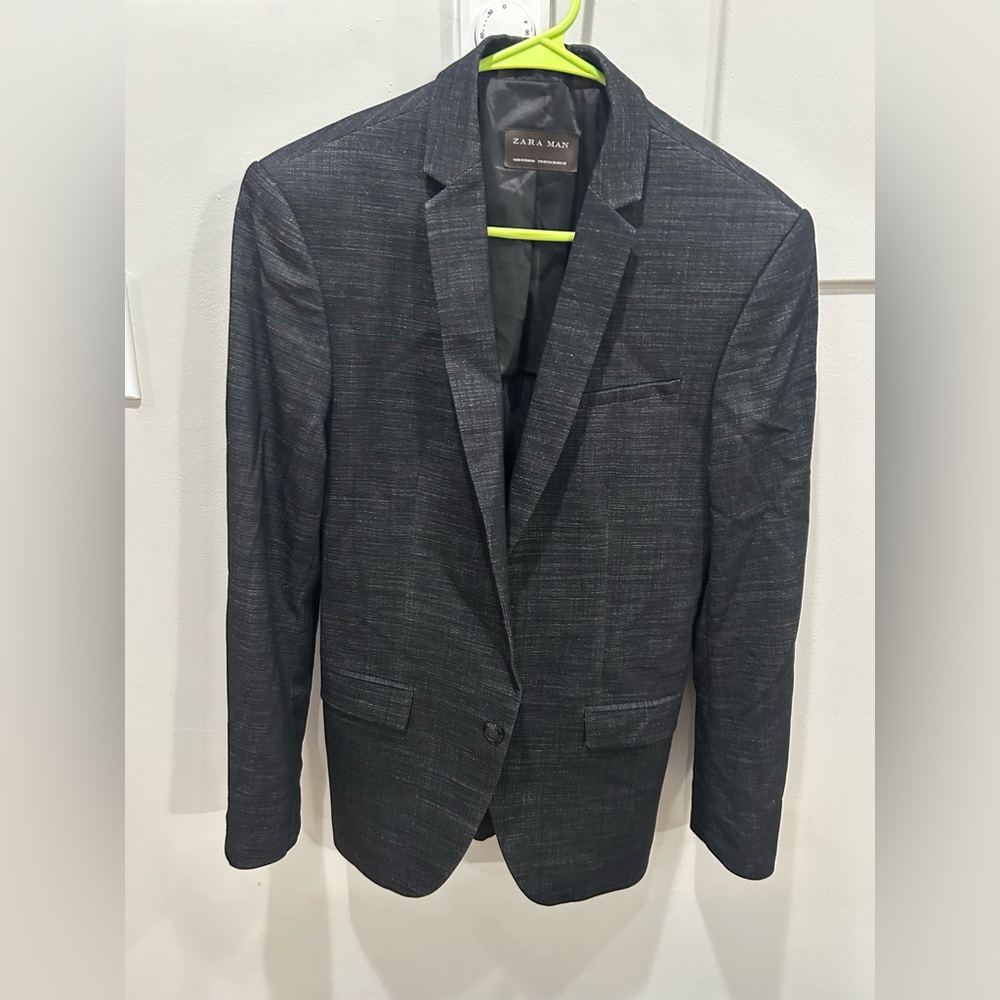 Zara Men's Basic Dark Gray Sport Coat Blazer Size 38